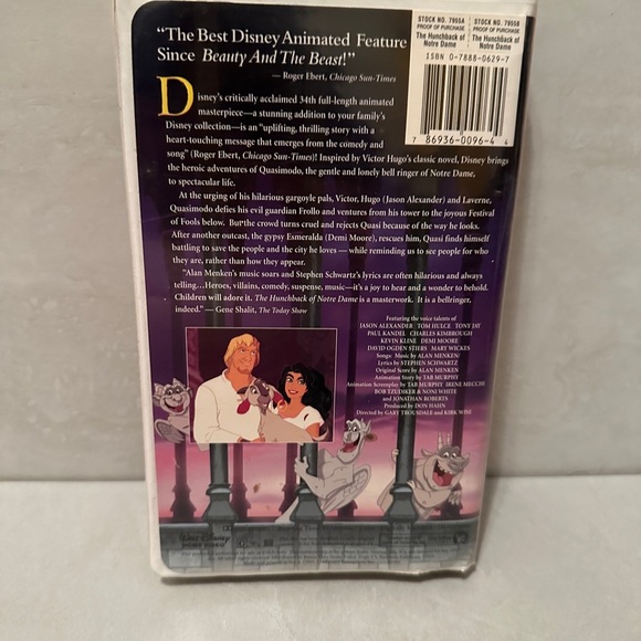 The Hunchback of Notre Dame (VHS, 1997) Clamshell Case - Picture 2 of 3